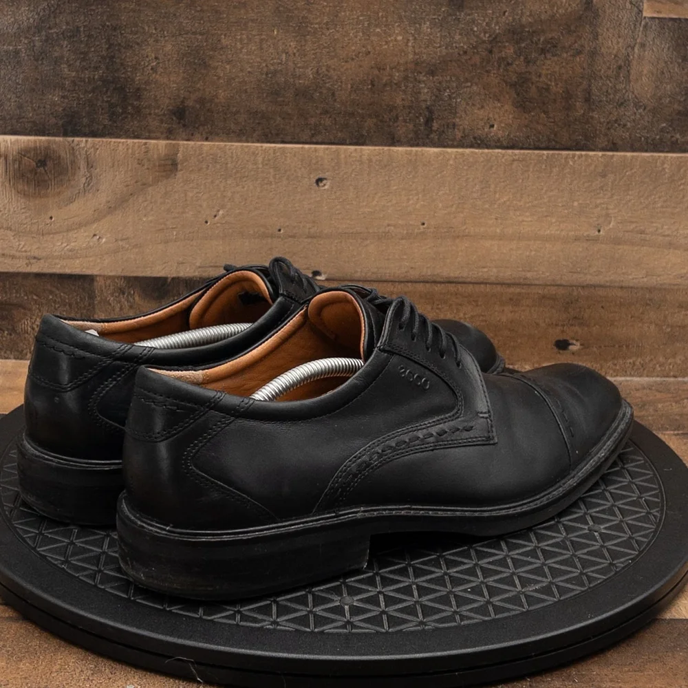 ECCO CAP TOE BLACK LEATHER MENS OXFORDS DRESS SHOES BUSINESS CASUAL SIZE 12/46